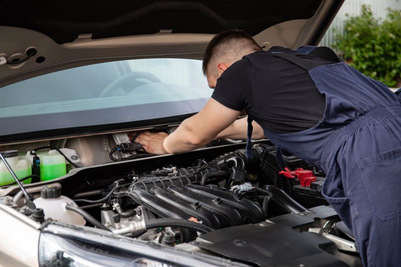 Mechaniker bei der Arbeit am Motor